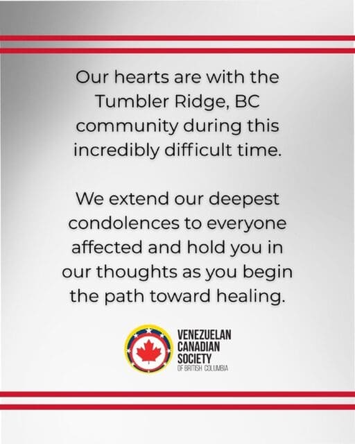 We are thinking about those affected by the tragedy in Tumbler Ridge, BC---Pensando en todos los afectados por la tragedia en Tumbler Ridge, BC