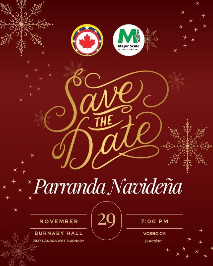 ¡Reserva la fecha! | Save the Date!
La "Parranda Navideña 2025" llega este 29 de noviembre 🎉
Música, gaitas, sabor, tradición y alegría para celebrar juntos la Navidad al estilo venezolano
Mas detalles pronto. Por ahora ¡márcalo en tu calendario desde ya!
#VCSBC #ParrandaNavideña #VenezolanosEnBC