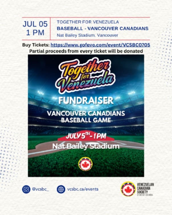 Turning baseball into hope🇻🇪⚾Buy tickets through our fundraiser link & help the humanitarian relief efforts needed in VenezuelaJoin VCSBC on July 5, 1PM at Nat Bailey Stadium for an afternoon of baseball, fun, & giving backhttps://www.gofevo.com/event/VCSBC0705Let's make a difference together❤️